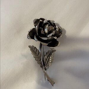 Silver Rose Brooch